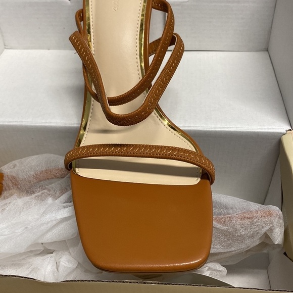 Square Open Toe Mules Heeled Sandals Stiletto Heels Slip On Slingback, Size 9.5 - Picture 5 of 7